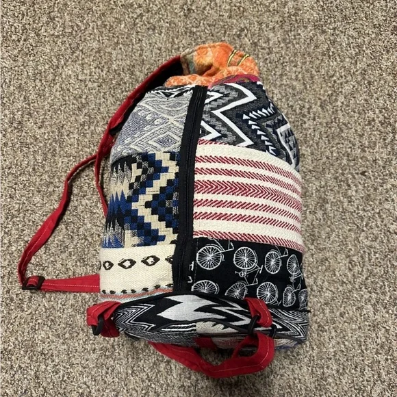 Sacred Threads Blue and Multicolor Pattern Backpack.   LG/GR/GR - Picture 2 of 4